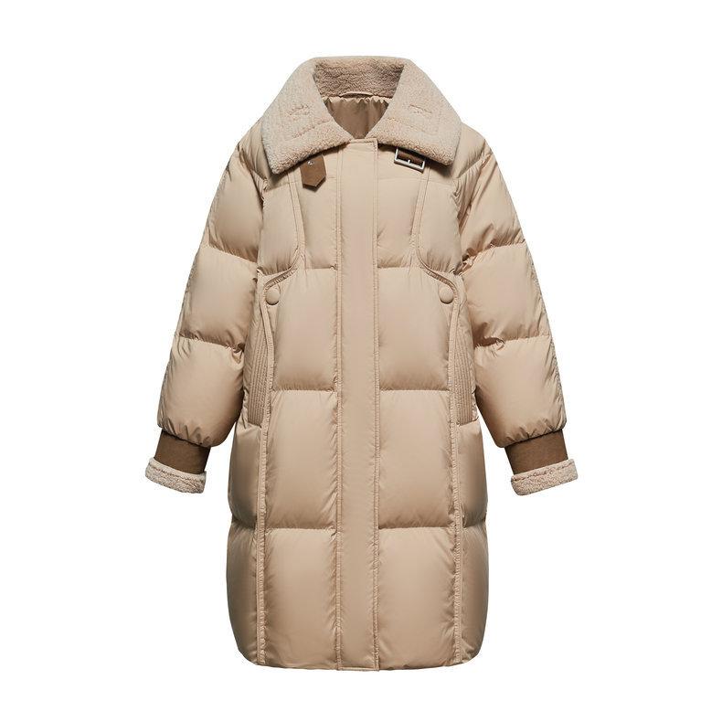 Пуховик женский зимний 2024 новая корейская версия средний и длинный женский 90 пух утиный пух теплое женское пальто высокого класса