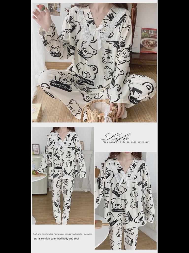 Пижама Sweet Princess для женщин больших размеров - комплект с длинными рукавами для весны и осени