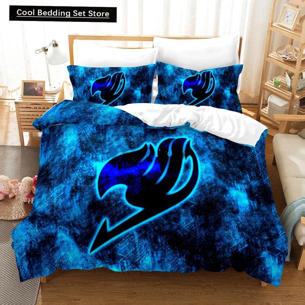 3D Print Anime Fairy Tail Logo Natsu Bedding Set Boys Girls Twin Queen Size Duvet Cover Pillowcase Bed Kids Adult Home Textiles