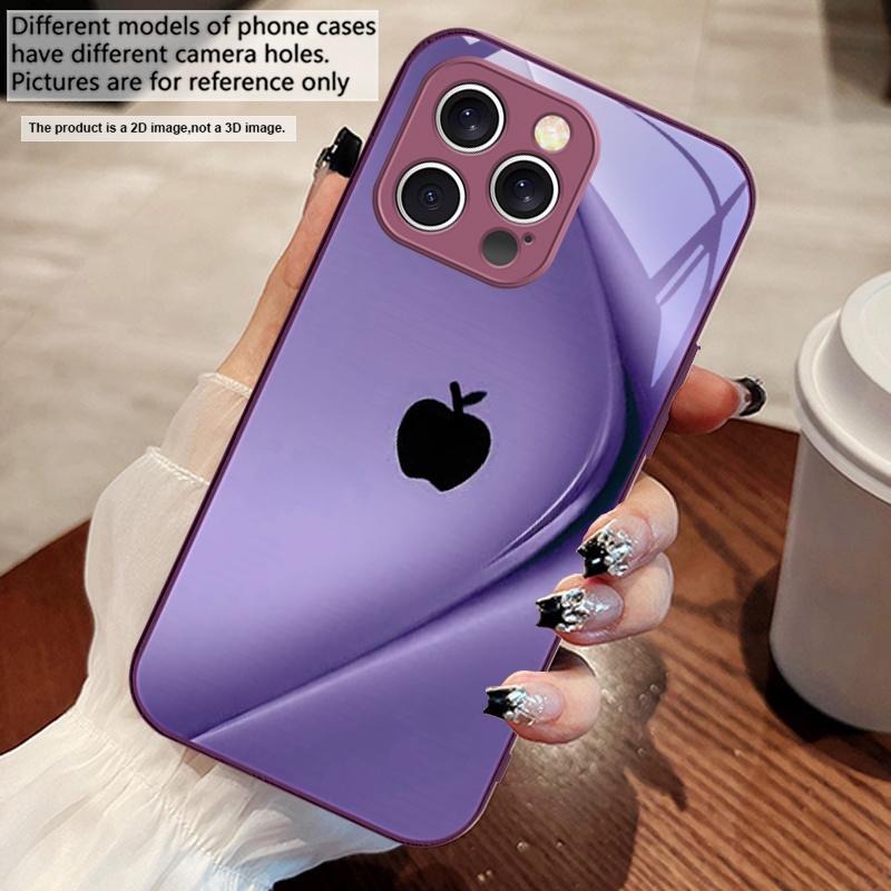 Simple Gradient Purple For iPhone 16 E 15 14 13 Plus 12 mini 11 Pro Max XR Xs Max 16E X 7 8 6 6S 22 Tempered Glass Phone Case