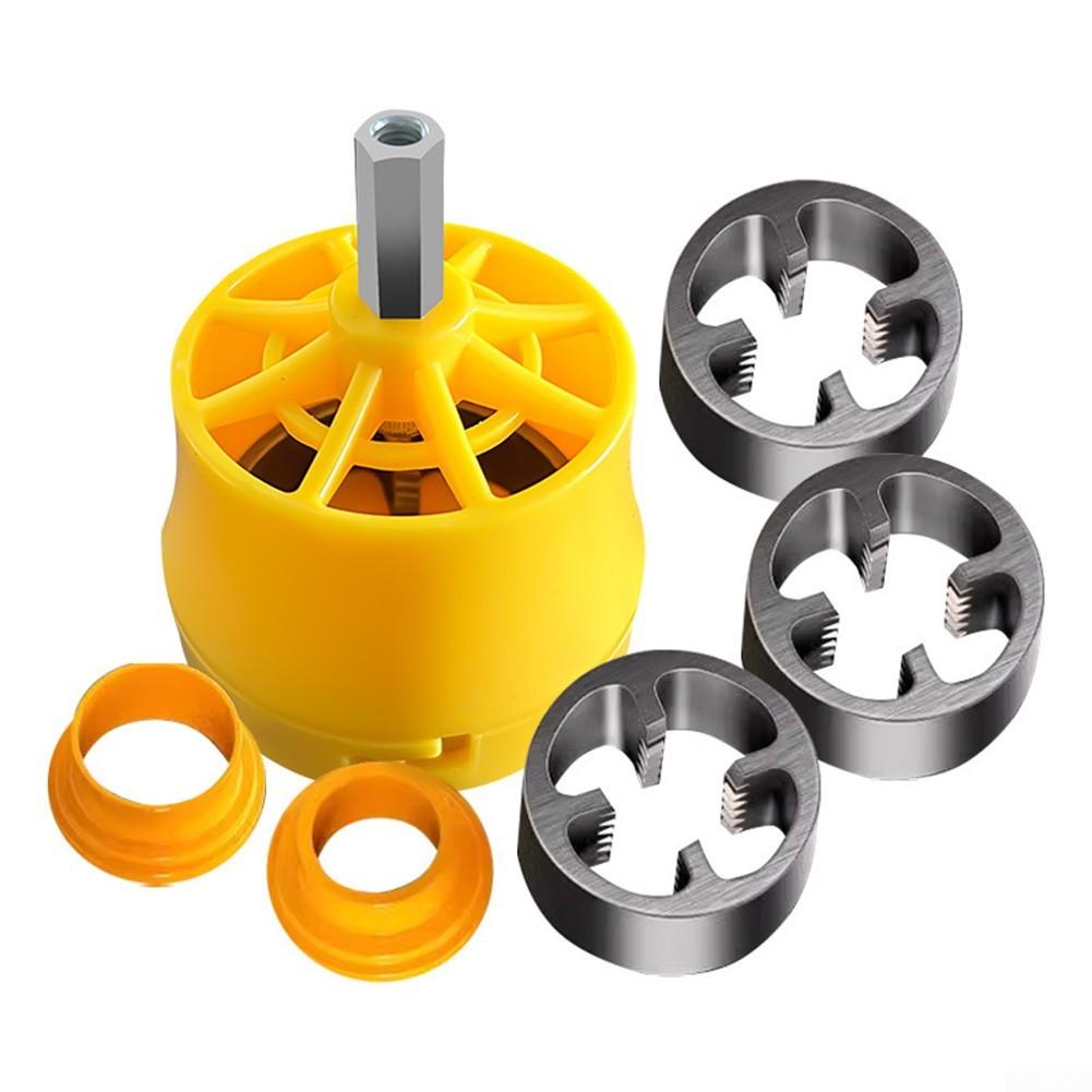 Компактный набор для нарезания резьбы на трубах из ПВХ с необходимыми инструментами для электродрелей