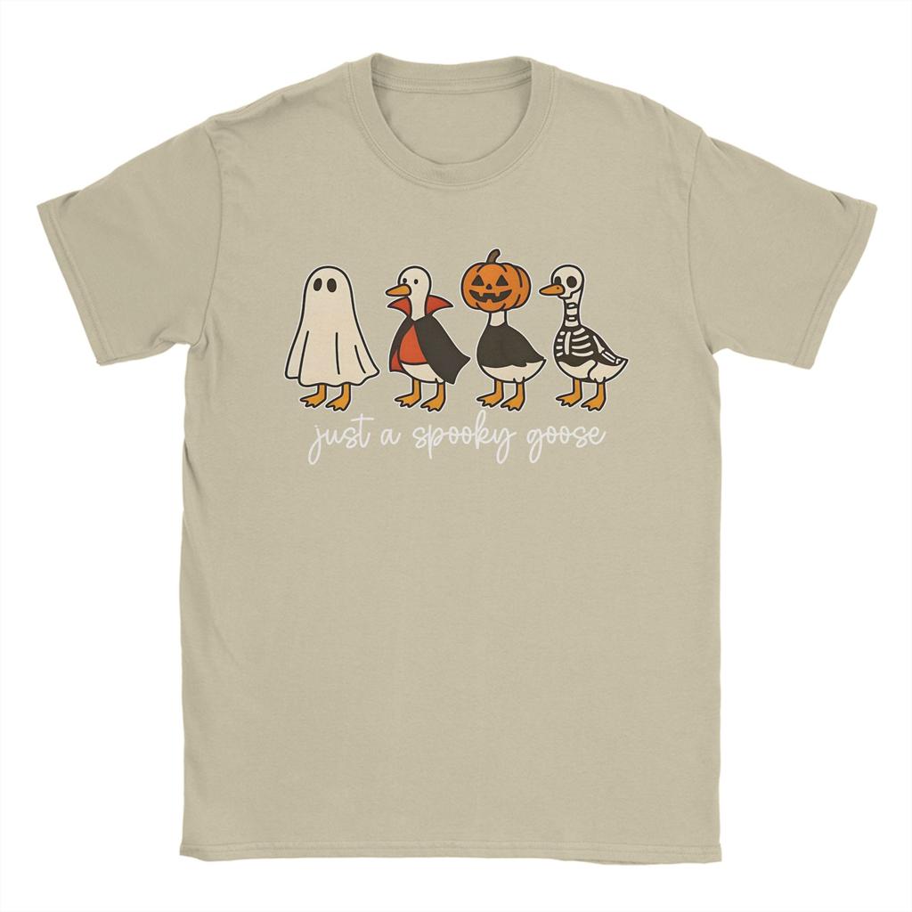 All Seasons Spooky Goose On The Loose Halloween T Shirt For Unisex  Pure Cotton T-shirts Short Sleeve Clothing