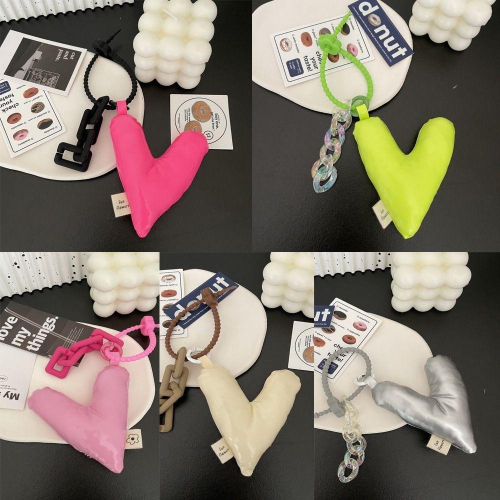 Confession Smooth Key Lanyard Cotton Filled Love Heart Keychain Soft Colour Bag Accessories Bag