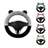 Чехол на руль автомобиля для зимы, теплый, пушистый, мягкий, плюшевый, милый, в форме ушей панды, защитный чехол на руль, декоративный чехол для интерьера