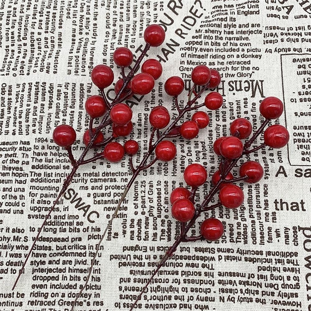 10Pcs Red Berries Stems Red Berry Artificia Flowers Craft Holiday Decor