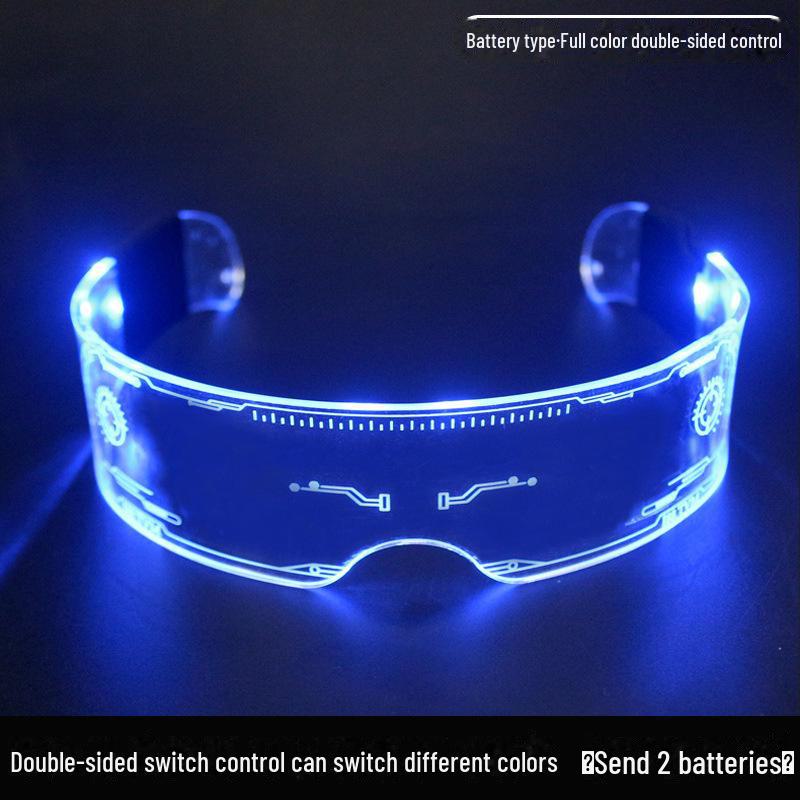 LED Colorful Punk Party Glasses: Cross-Mirror Luminous Festival Eyewear
