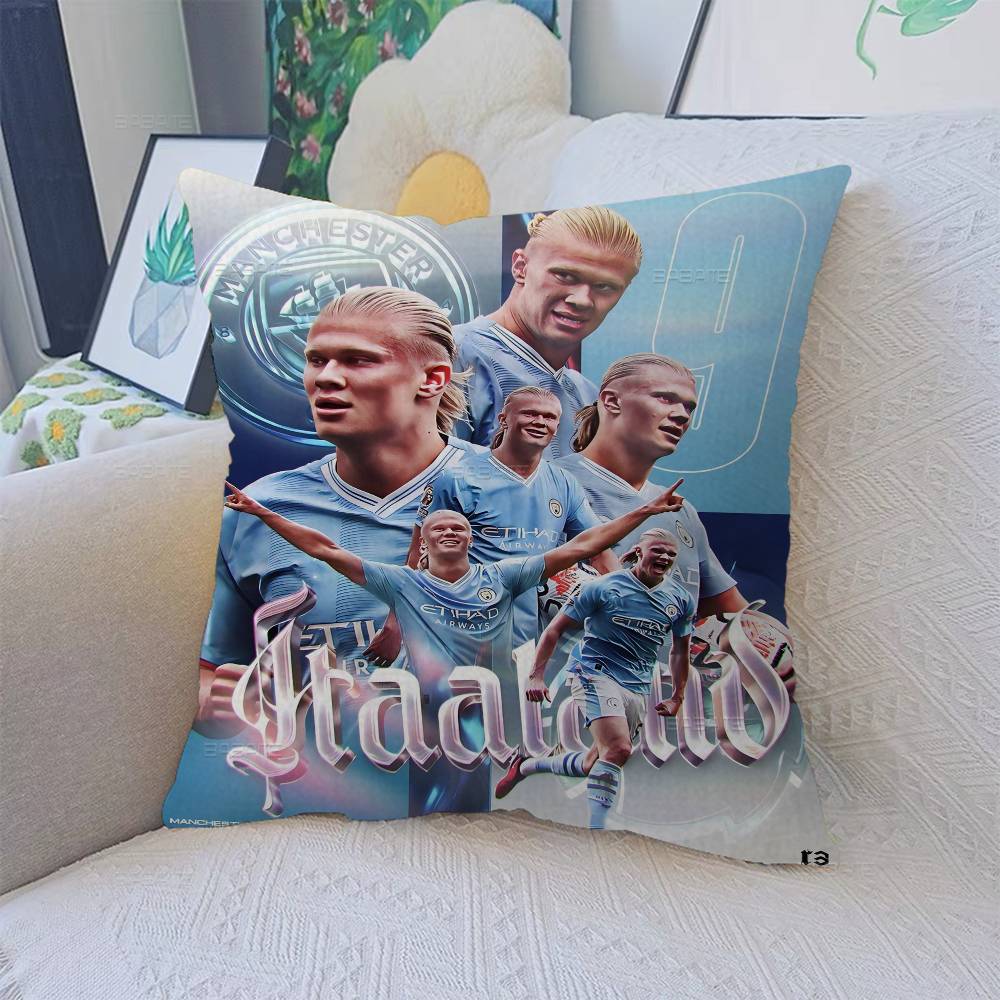 E-Erling B-Braut FootballStar H-Haaland Pillow Anime Pillow Sofa Bed Head Pillow Cover Cushion Cover 45x45 cm Fashion