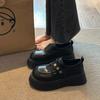 2025 New Heightening Small Leather Shoes Femininity Single Shoes Autumn Mary Jane British Style Black Platform Loafers