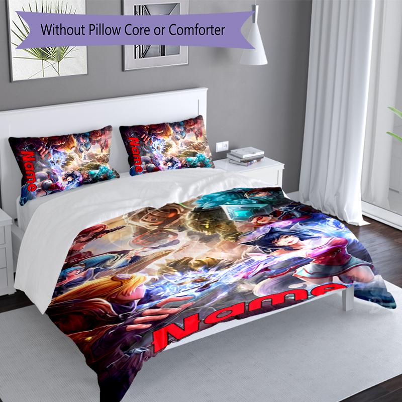 3pcs Custom Name League of Legends Jinx Set,Includes 1 Duvet Cover and 2 Pillowcases,All-season Bedroom Decor