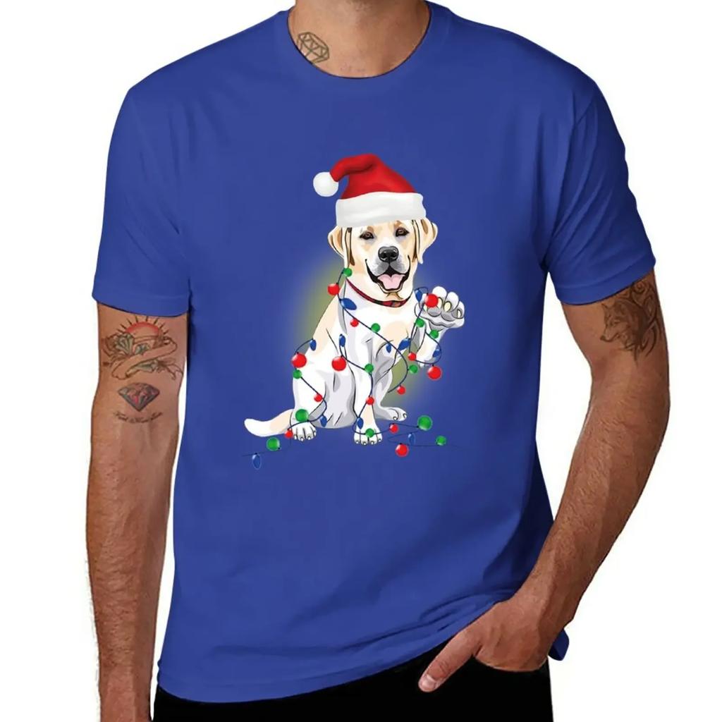 labrador Christmas Lights With Santa Hat Gift T-Shirt summer clothes shirts graphic tees mens t shirts pack