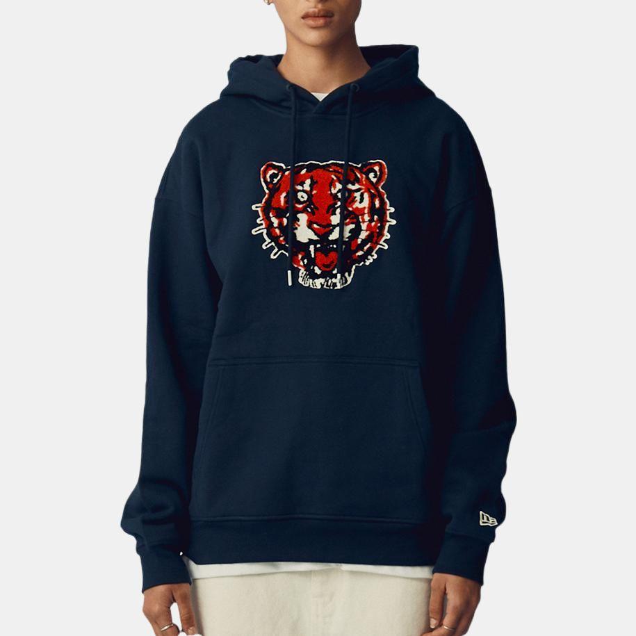 New Era Однотонная толстовка с капюшоном и длинным рукавом, вышитая рисунком животных, на завязках, мужская, темно-синяя 13338688