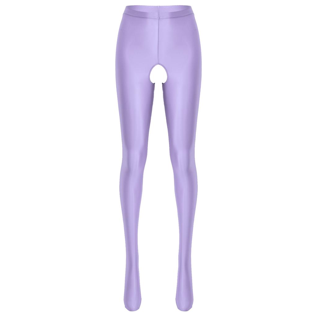 Женские глянцевые колготки с вырезом, эластичные леггинсы с высокой талией, прозрачное ночное белье