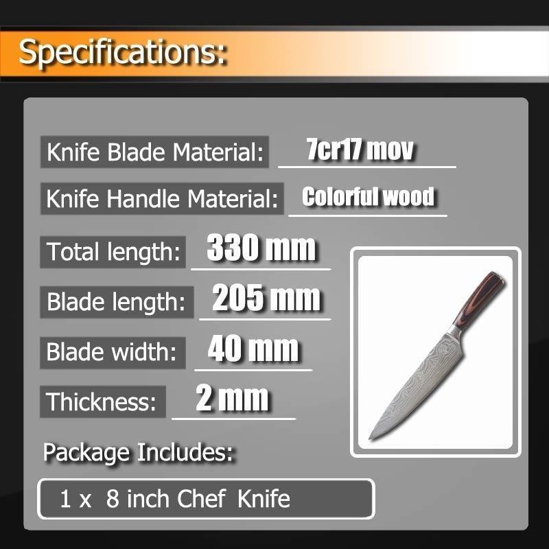 MYVIT TOP Kitchen Knives 8 Inch Damascus Steel Kitchen Knives Professional Japanese Damascus Chopping Knife Chef Knife