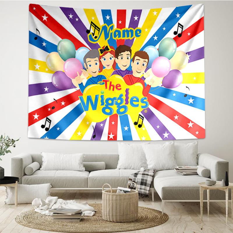 Custom Name The Wiggles Print Tapestry, Backdrop, Easy Setup, Ideal for Bedroom, Office & Living Room, with Aesthetic Wall Hanging Decor.
