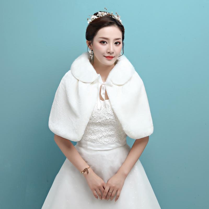 Свадебное вечернее платье с запахом из искусственного меха, болеро, накидка, свадебная шаль