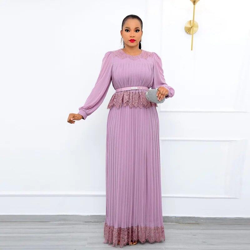 Весенне-осеннее африканское женское платье с длинным рукавом и круглым вырезом, длинным рукавом, плиссированное платье больших размеров, Дашики, африканские платья для женщин