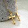 Stainless Steel Diamond-encrusted Cross Necklace Hip-hop Zircon Pendant Trendy Rice Bead Chain
