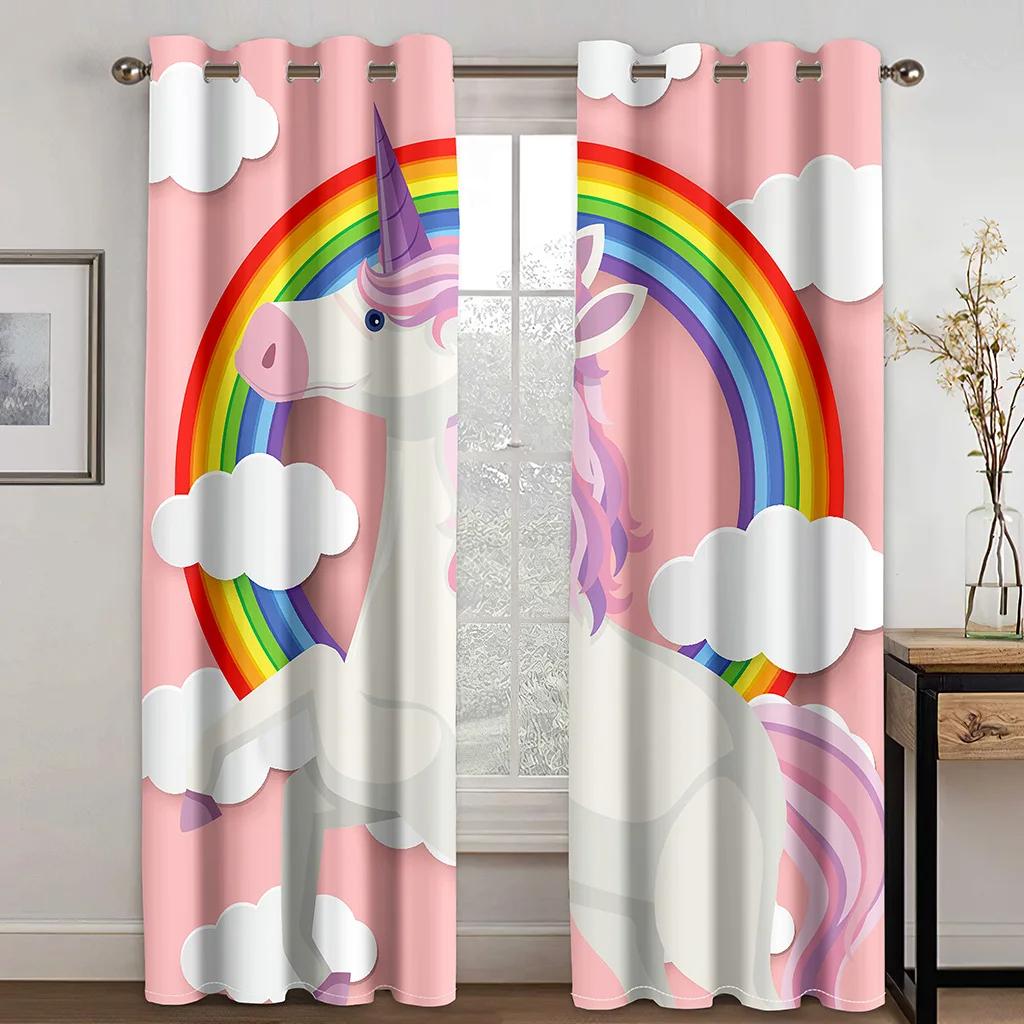 Милые шторы с изображением единорога для спальни и гостиной в разных милых стилях, высокая затемняющая драпировка, новый модный узор
