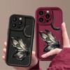 Модный чехол с рисунком луны и бабочки для iPhone 16 Pro Max 15 Plus 14 13 12 Pro 11 TPU мягкий матовый силиконовый противоударный защитный чехол для объектива телефона