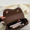 Women Vintage Solid Color Flap Small Saddle Shoulder Underarm Bag Fashion PU Leather Wide Strap Crossbody Bag