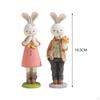 2 Pieces Easter Couple Bunny Figurines Ornament Decor Resin Rabbit Statue
