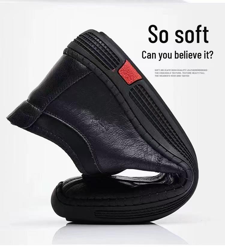 Мужские зимние ботинки Woodpecker с флисовой подкладкой - Теплые, с мягкой подошвой, повседневная кожаная обувь средней высоты для пап