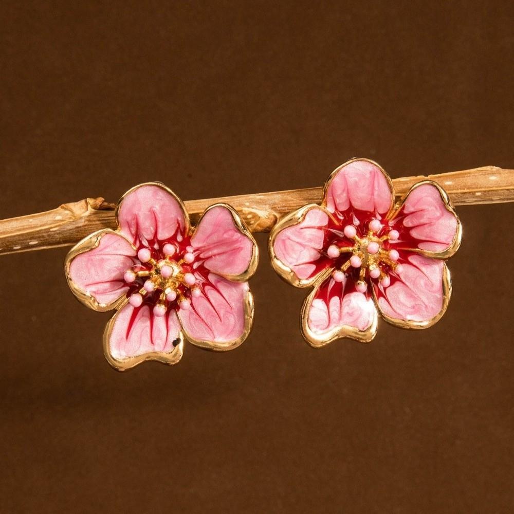 Drip Oil Floral Stud Earrings Colorful Drop Earrings Elegant Flower Earrings Girls