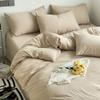 Washed Cotton Four-piece Set, Bed Sheet Quilt Cover, Solid Color Dormitory Bedding, Single Three-piece Set