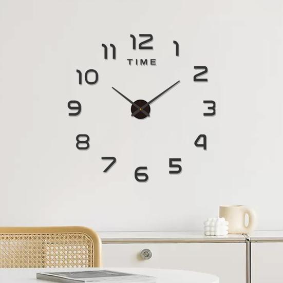 Nordic Style Wall Clock with Lasers Engraving 3D Digital Display Silent Sweep Movement Easy Installation Number Clock Room Decor