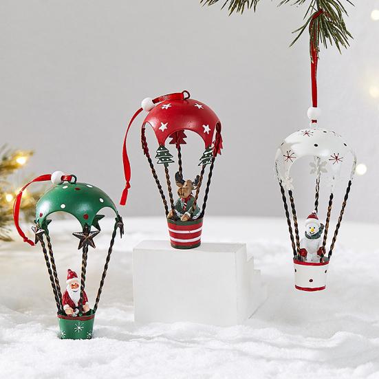 Рождественские украшения в виде воздушного шара, кованый железный подвесной парашют в виде воздушного шара, Санта/Снеговик/Олень