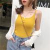 Summer Women Strapless Solid Color All Match Retro Short Slim Tank Top Casual Knit Sweater