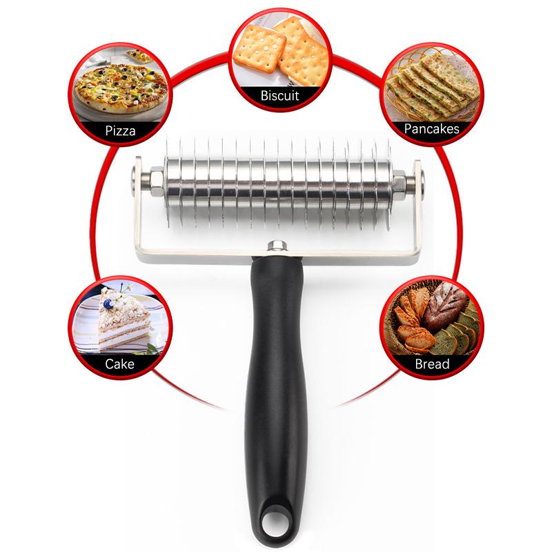 Stainless Steel Dough Roller Docker, Pizza Roller Pin Wheel Hole Puncher For Pie Bread, Kitchen Gadget