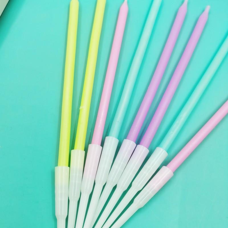 Colorful Pencil Birthday Candle Macaron Color Thread Long Rod Party 8 Pack Boxed Flame
