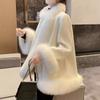 2024 новая зимняя корейская версия искусственного меха лисы пальто светская шаль шерстяное пальто шерстяная накидка