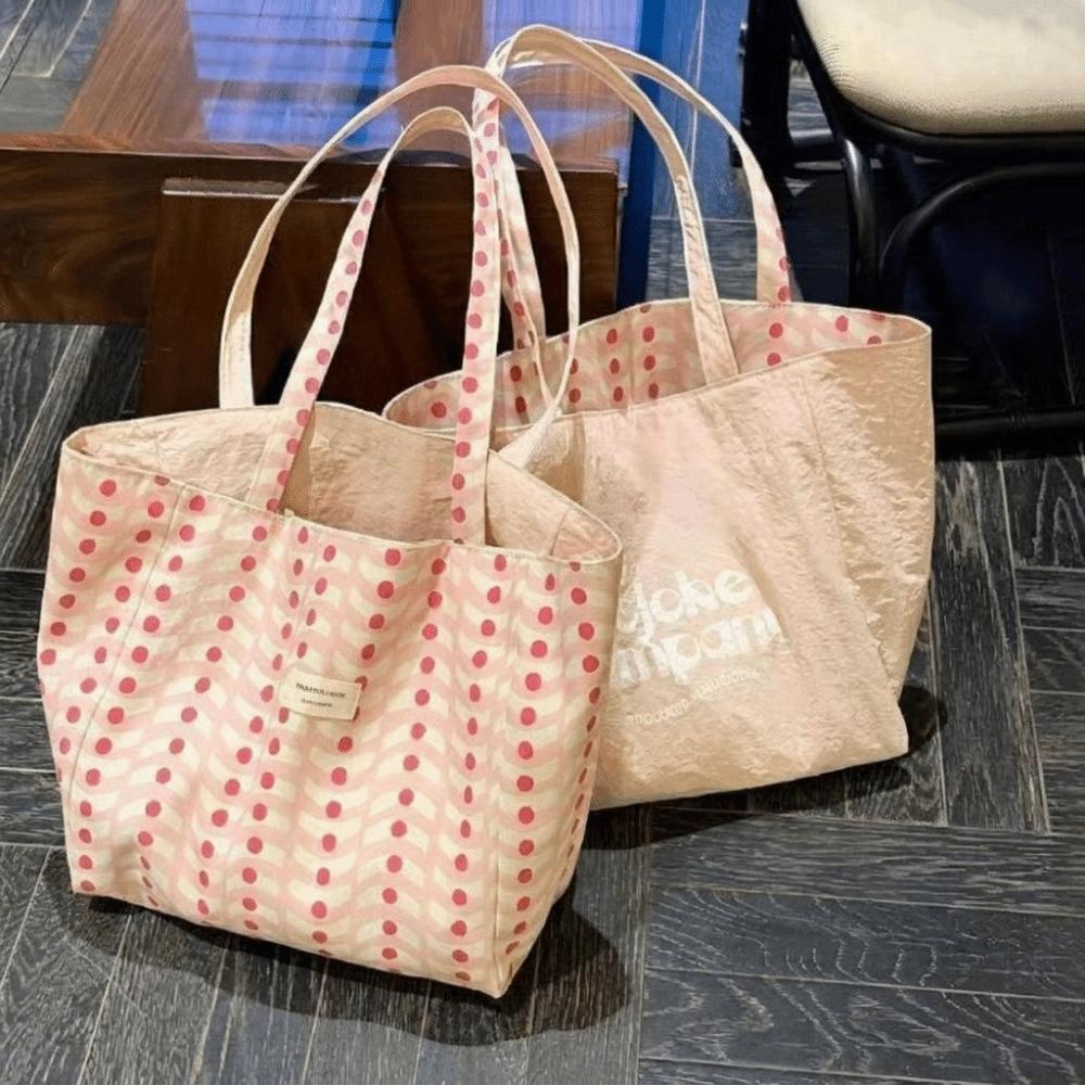 Large Capacity Double Sided Reversible Tote Bag Polyester Nylon Handbag Shopping