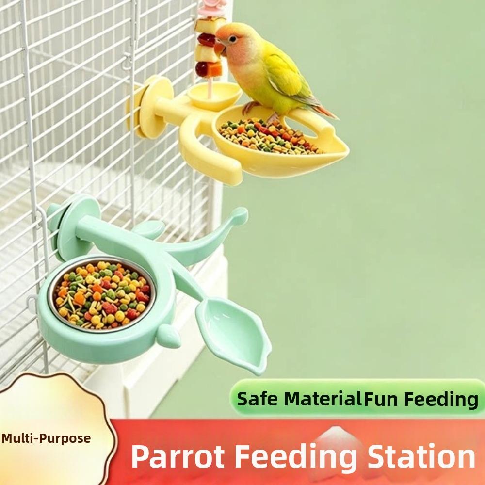 Bite Resistant Parrot Perch Feeder Detachable Bird Feeding Dish Cage Accessories