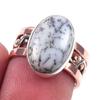 Natural Dendrite Opal Gemstone 925 Sterling Silver TwoTone Gift Ring S.6 T5B09