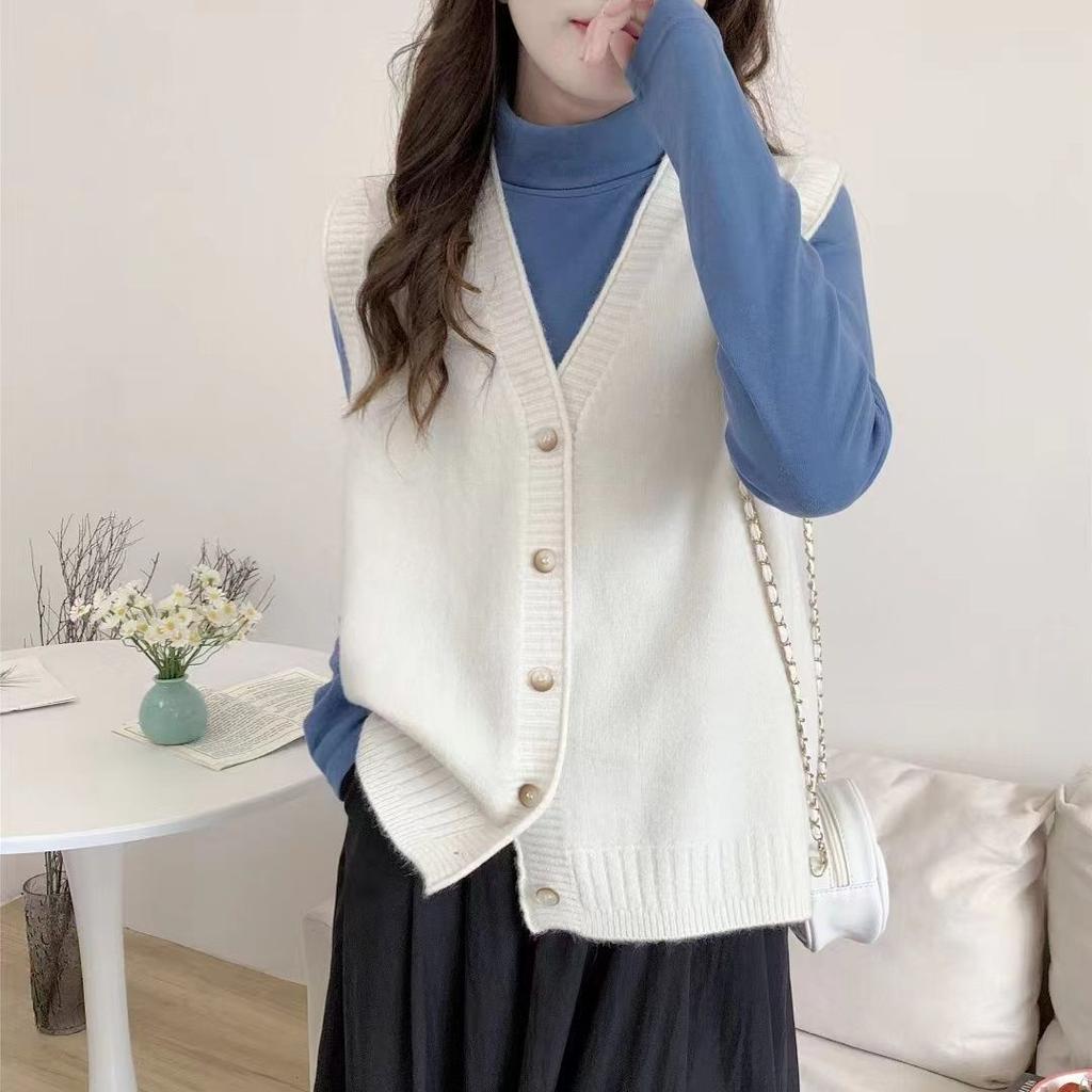 Женский осенне-зимний вязаный свитер-жилет, новый свободный кардиган без рукавов, универсальная куртка с открытыми плечами
