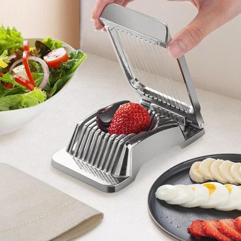 Egg Cutter Slicer Aluminum Alloy Multifunctional Egg Cutter Mini Portable Manual Egg Cutter Ham Banana Slicer Kitchen Tool