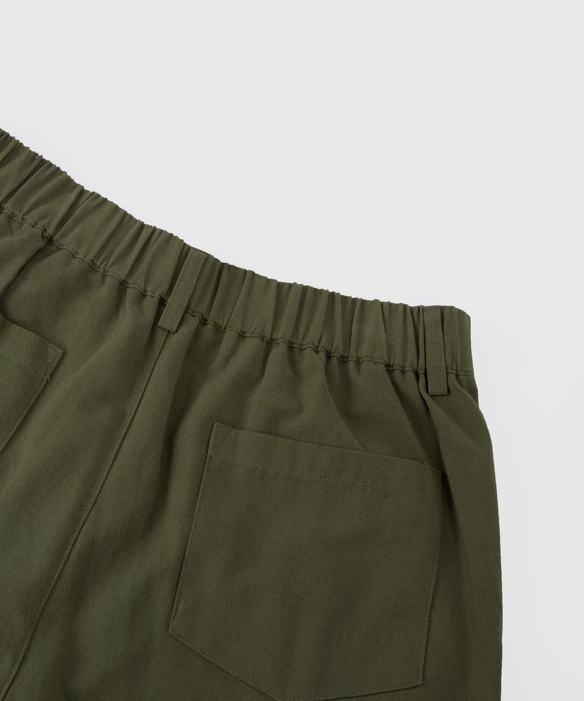 GLW Wide Big Pocket Elastic Waist Cargo Pants Khaki