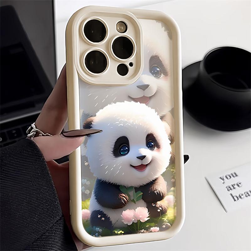 Милый силиконовый чехол для телефона с пандой для iPhone 11 13 16 Pro Max 15 14 12 XS X XR 7 8 Plus SE 16promax 15promax противоударный чехол Funda