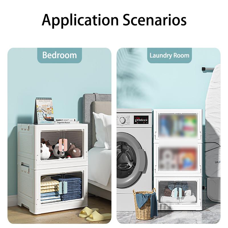 Складной ящик для хранения большой емкости, штабелируемый органайзер для мелочей, ящик для хранения игрушек для спальни, домашняя коробка для сортировки мелочей, прозрачные окна