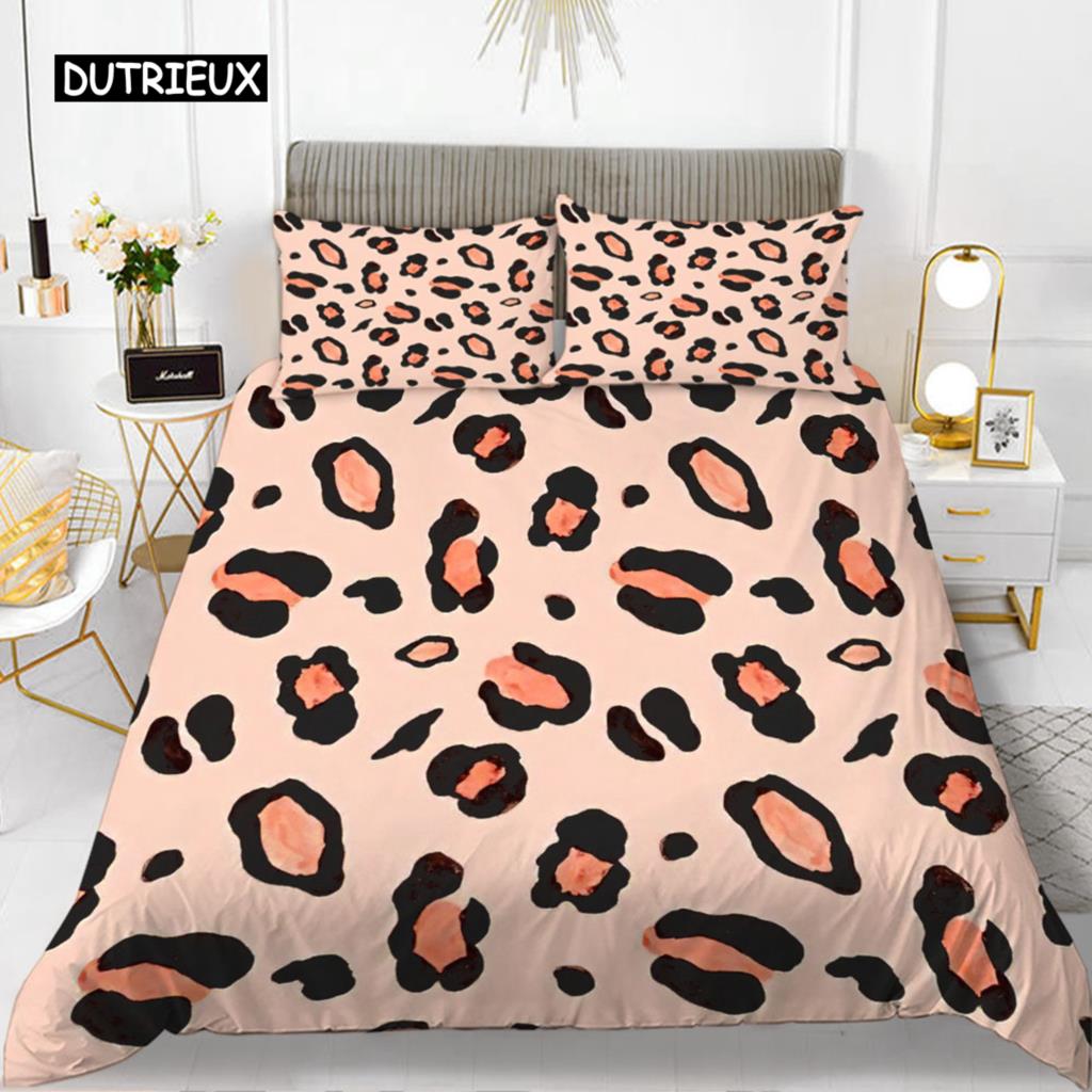 Комплект постельного белья с леопардовым принтом, розовый, шикарный, для девочек, комплект постельного белья с принтом гепарда для мальчика-подростка, полиэстер, наволочка с изображением диких животных