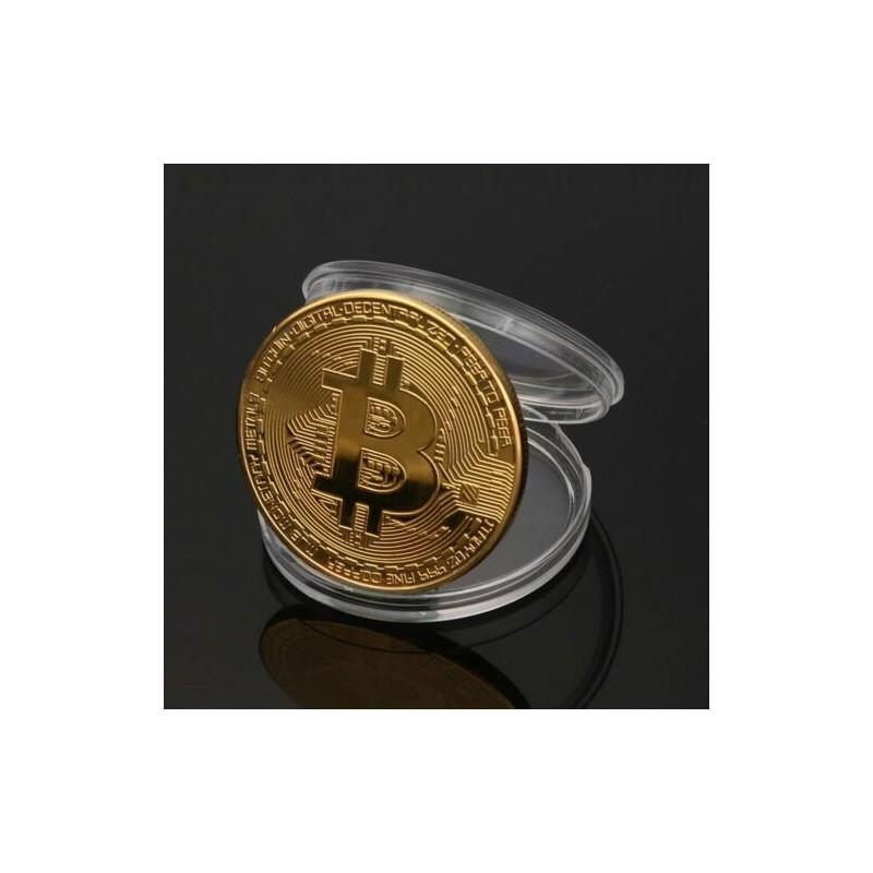 Памятная монета Bitcoin с металлическим основанием и акриловым дисплеем для деловых подарков