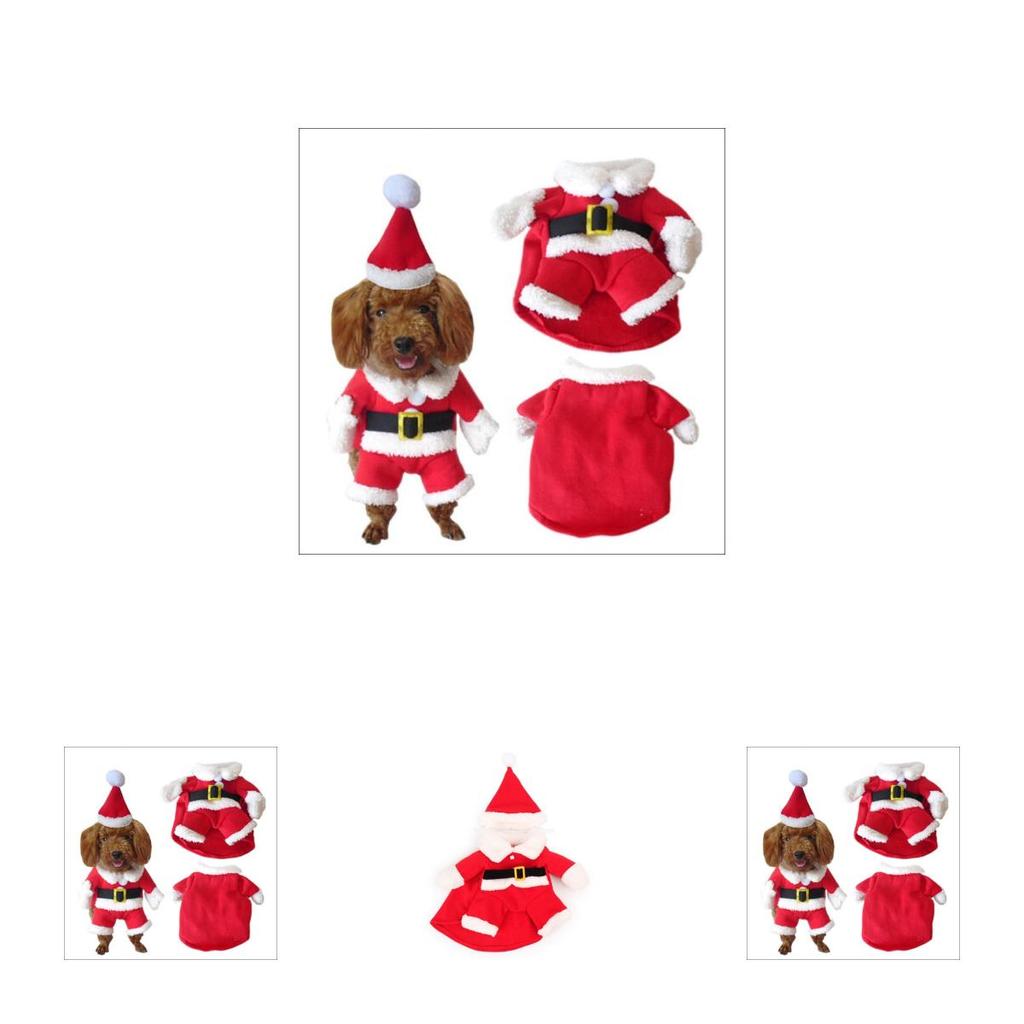 Small Dog Pet Cat Santa Claus Costume Outfit Jumpsuit Clothes Christmas For