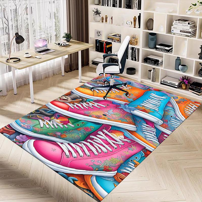 1PC floral pattern sneakers Extra Large Non Slip Floor carpet, Office, family, Studio Large Area Rug Indoor Rugs, Bold Statement Piece