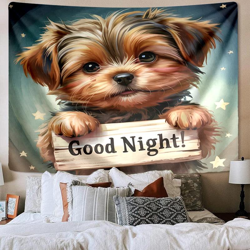 Starry Night Pup Tapestry Room Decoration Wall Hanging for Living Room Bedroom, dormitory, Birthday and Christmas gifts