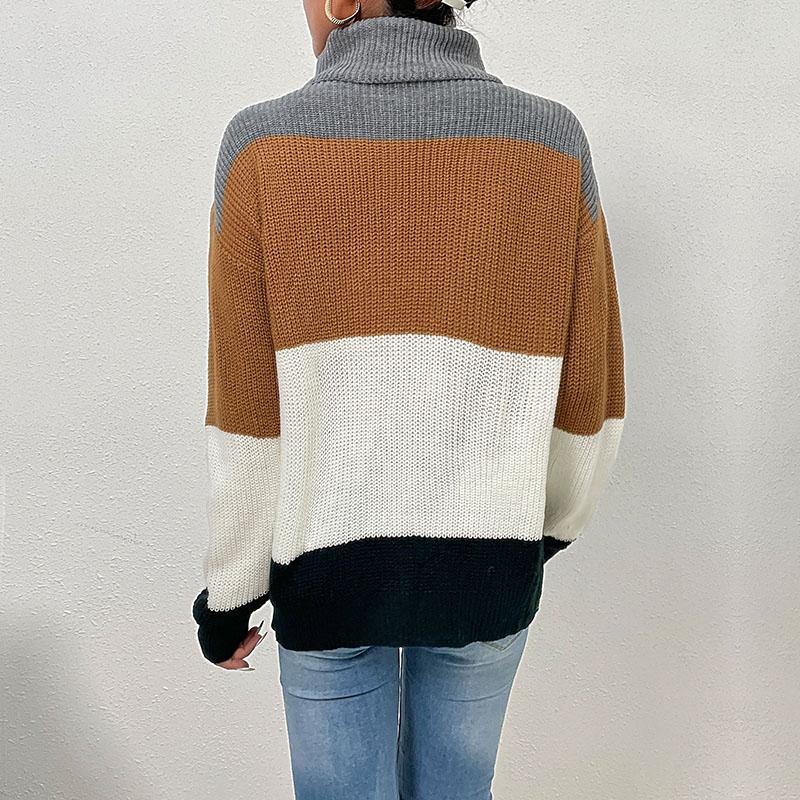 YYFS Женские модные повседневные осенне-зимние свободные свитера с длинным рукавом и высоким воротом