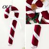 Decorative Christmas Pendant Velvet Candy Cane Ornament, Fabric Decoration with Retro Holiday Ornaments Bow, Xmas Tree Hanging Decor for Party