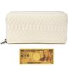 White Snake Wealth Luck White Python Leather Wallet, Feng Shui, Made In Japan, with Golden Money Charm (Round Wallet)